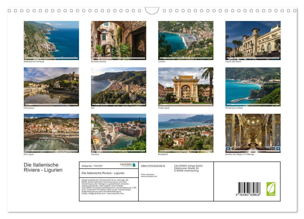 Bild: 9783383839818 | Die Italienische Riviera - Ligurien (Wandkalender 2025 DIN A3...