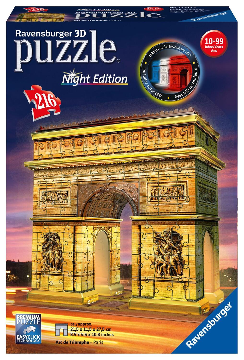 Cover: 4005556125227 | Triumphbogen bei Nacht. 3D Puzzle 216 Teile | Spiel | 12522 | Deutsch