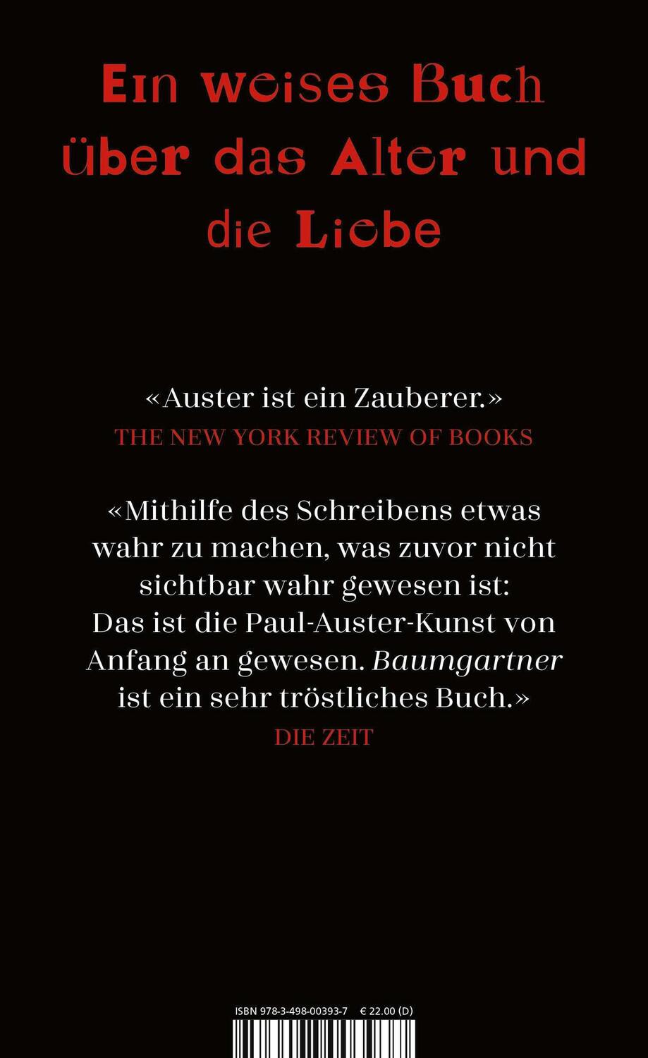 Rückseite: 9783498003937 | Baumgartner | Paul Auster | Buch | 208 S. | Deutsch | 2023