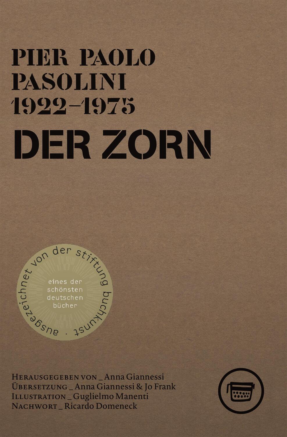 Cover: 9783945832509 | Der Zorn | Pier Paolo Pasolini | Taschenbuch | Edition ReVers | 136 S.