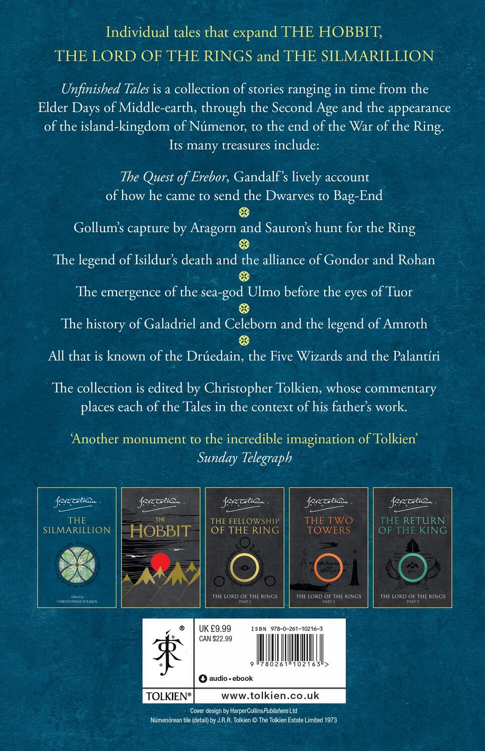 Rückseite: 9780261102163 | Unfinished Tales | Of Numenor and Middle-Earth | Tolkien | Taschenbuch