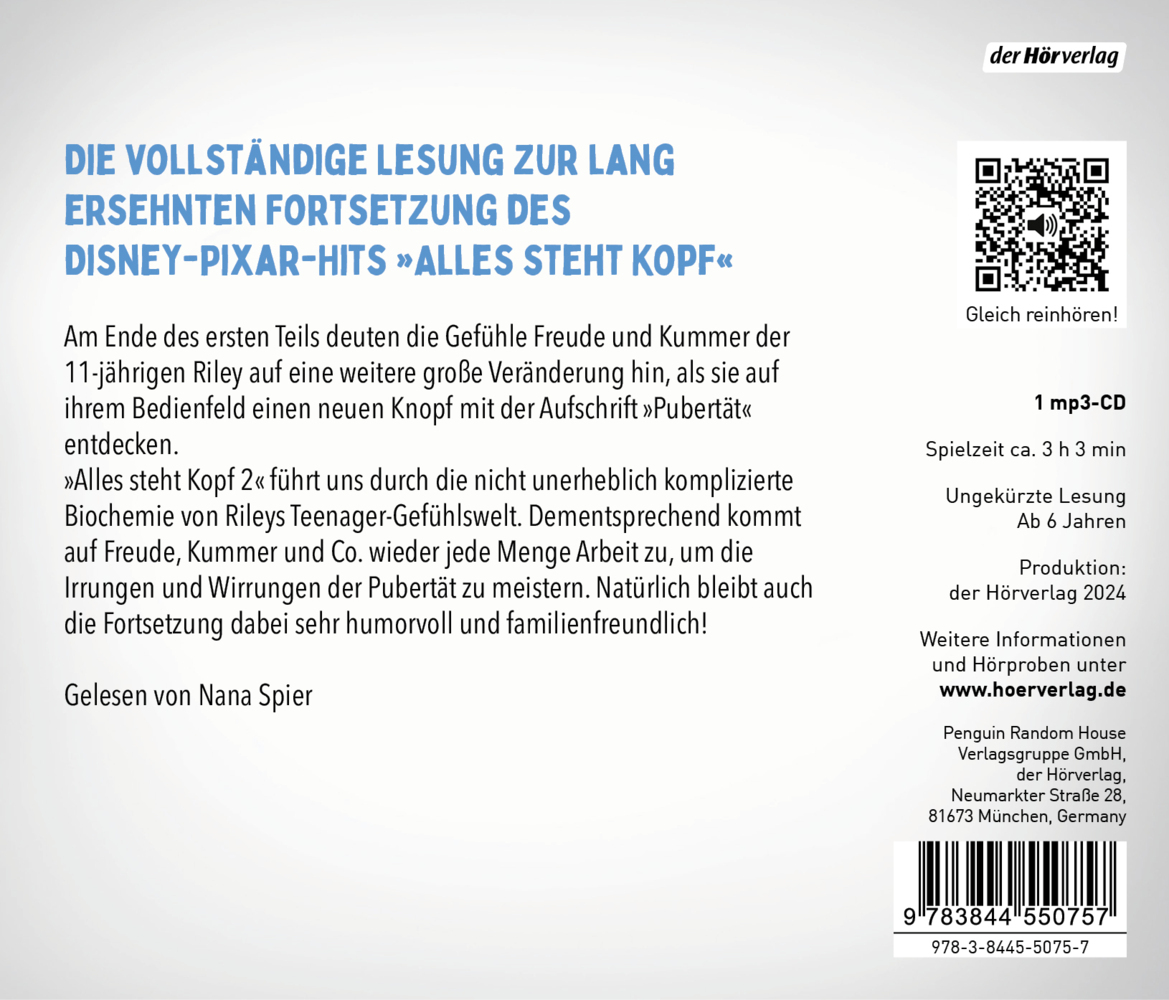 Bild: 9783844550757 | Alles steht Kopf 2, 1 Audio-CD, 1 MP3 | Das Original-Hörbuch zum Film