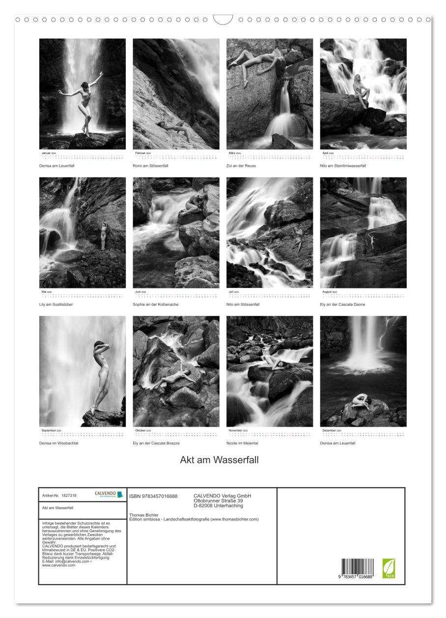 Bild: 9783457016688 | Akt am Wasserfall (Wandkalender 2025 DIN A2 hoch), CALVENDO...