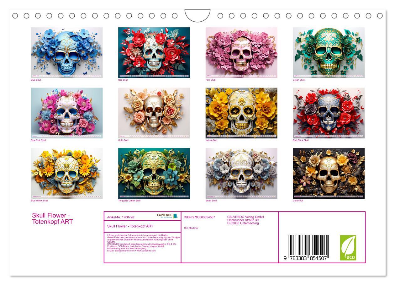 Bild: 9783383854507 | Skull Flower - Totenkopf ART (Wandkalender 2025 DIN A4 quer),...