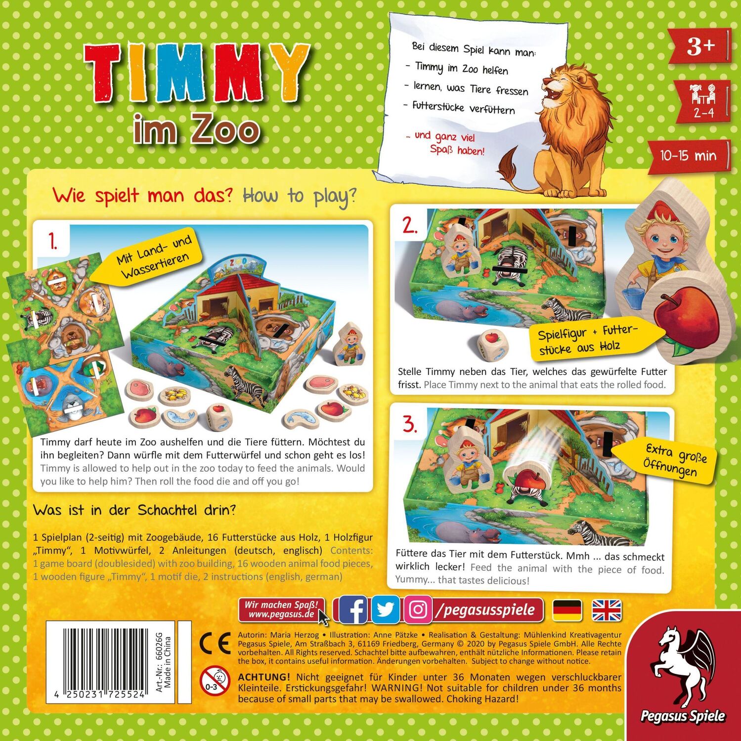 Bild: 4250231725524 | Timmy im Zoo | Spiel | 66026G | Deutsch | 2020 | Pegasus