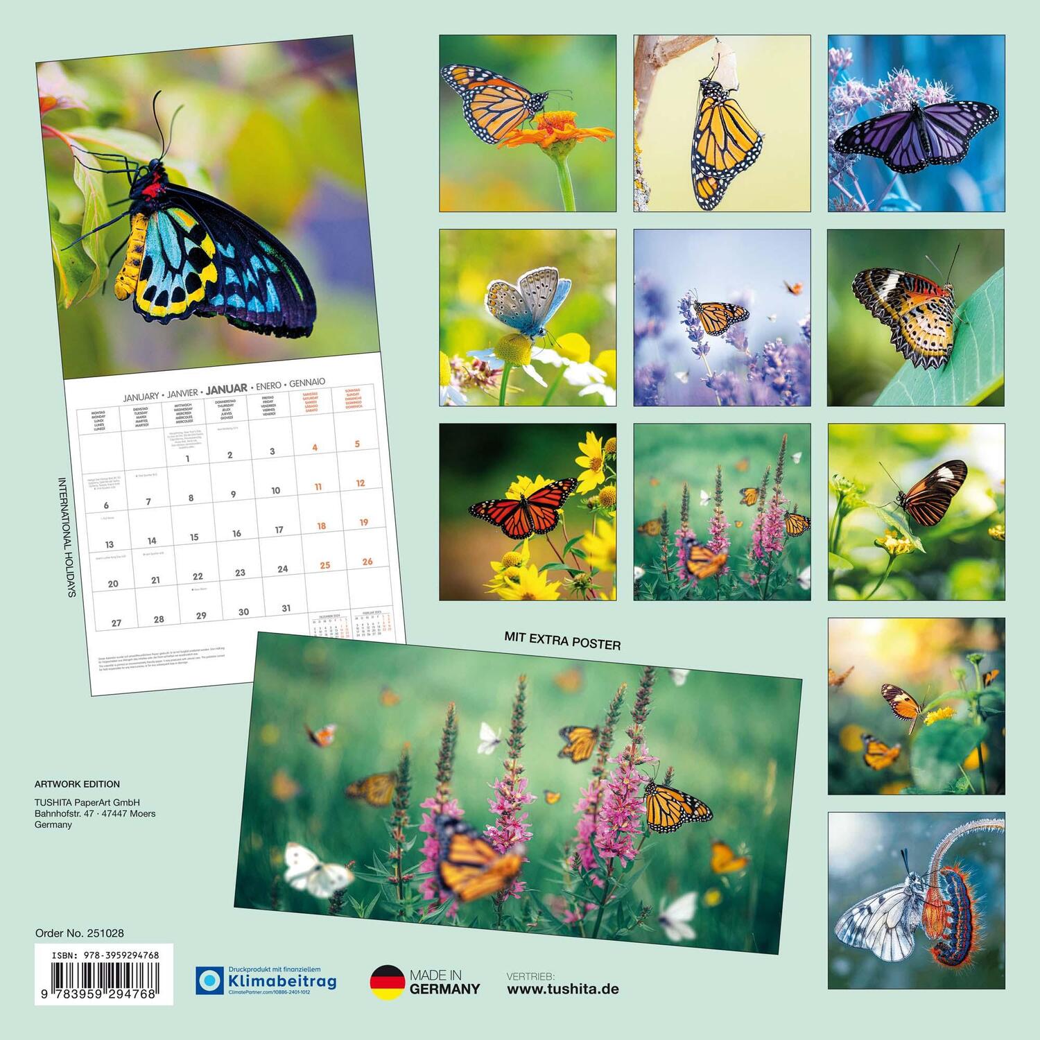 Rückseite: 9783959294768 | Schmetterlinge 2025 | Kalender 2025 | Kalender | Artwork Edition