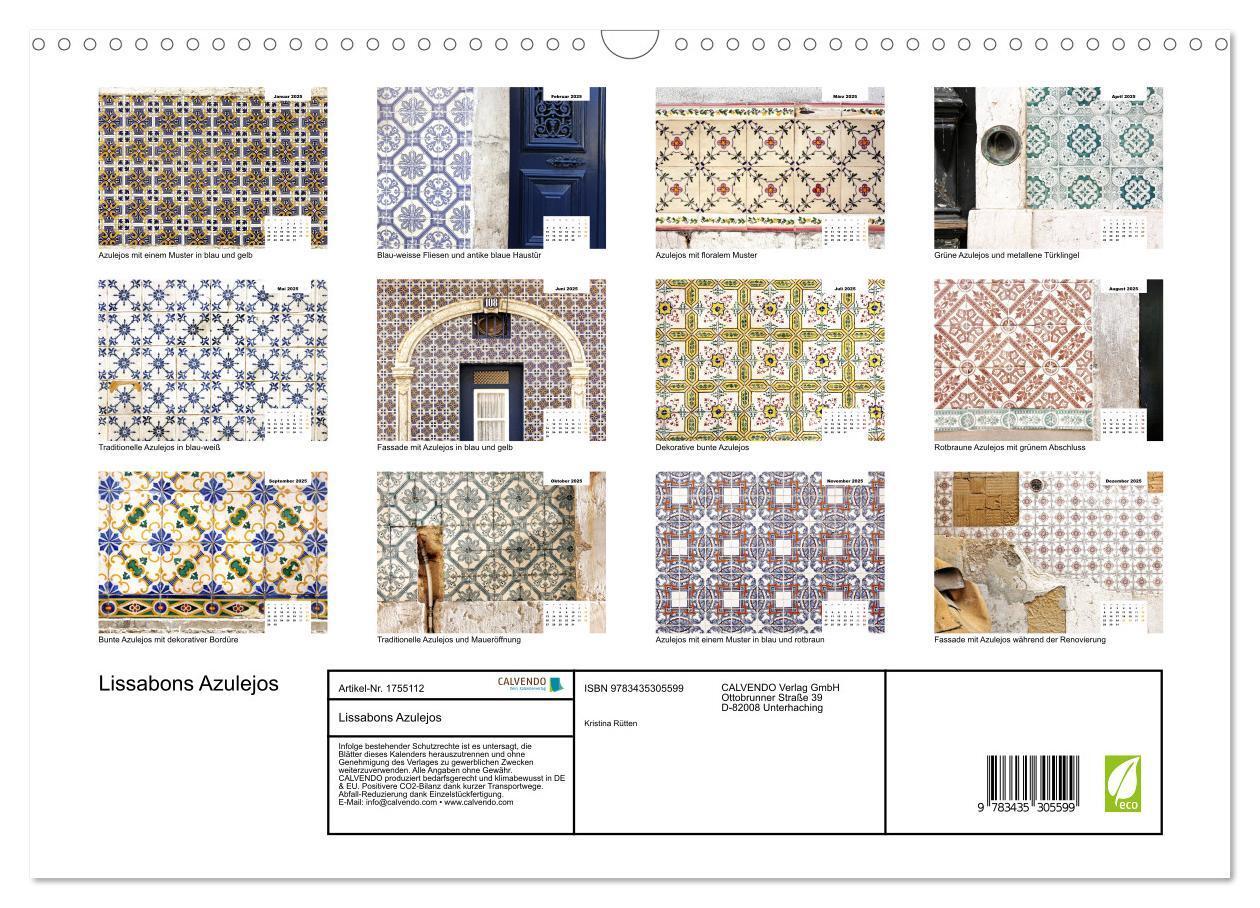 Bild: 9783435305599 | Lissabons Azulejos (Wandkalender 2025 DIN A3 quer), CALVENDO...