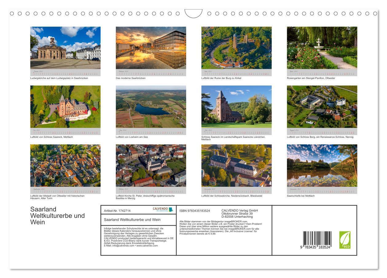 Bild: 9783435183524 | Saarland Weltkulturerbe und Wein (Wandkalender 2025 DIN A3 quer),...