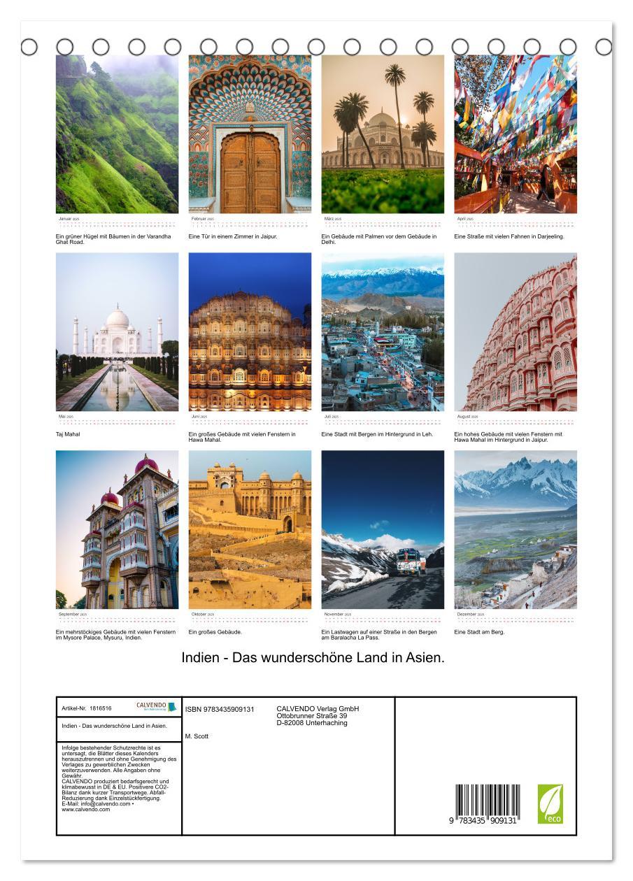 Bild: 9783435909131 | Indien - Das wunderschöne Land in Asien. (Tischkalender 2025 DIN A5...