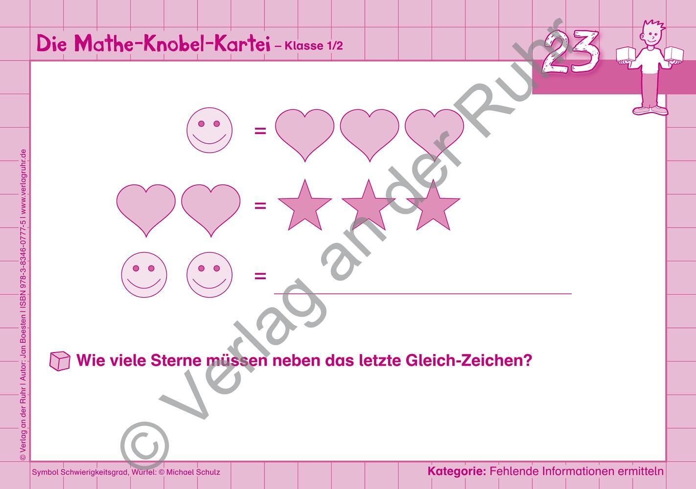 Bild: 9783834607775 | Die Mathe-Knobel-Kartei Klasse 1/2 | Jan Boesten | Taschenbuch | 47 S.