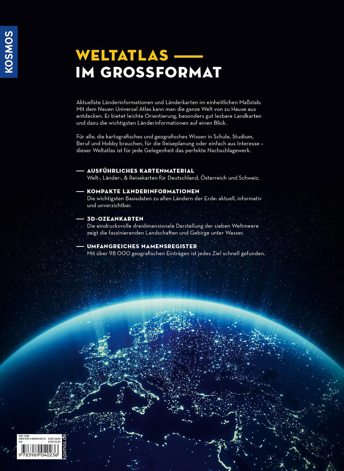 Rückseite: 9783989040236 | Kosmos Universalatlas | Buch | 336 S. | Deutsch | 2024