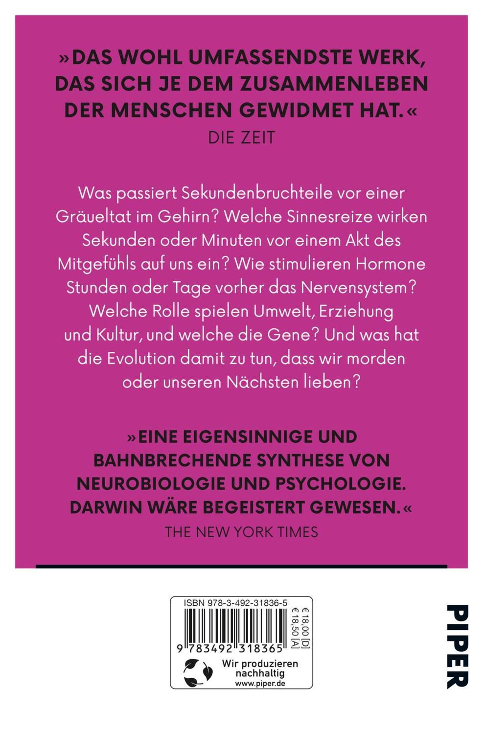 Rückseite: 9783492318365 | Gewalt und Mitgefühl | Robert Sapolsky | Taschenbuch | 1022 S. | 2021