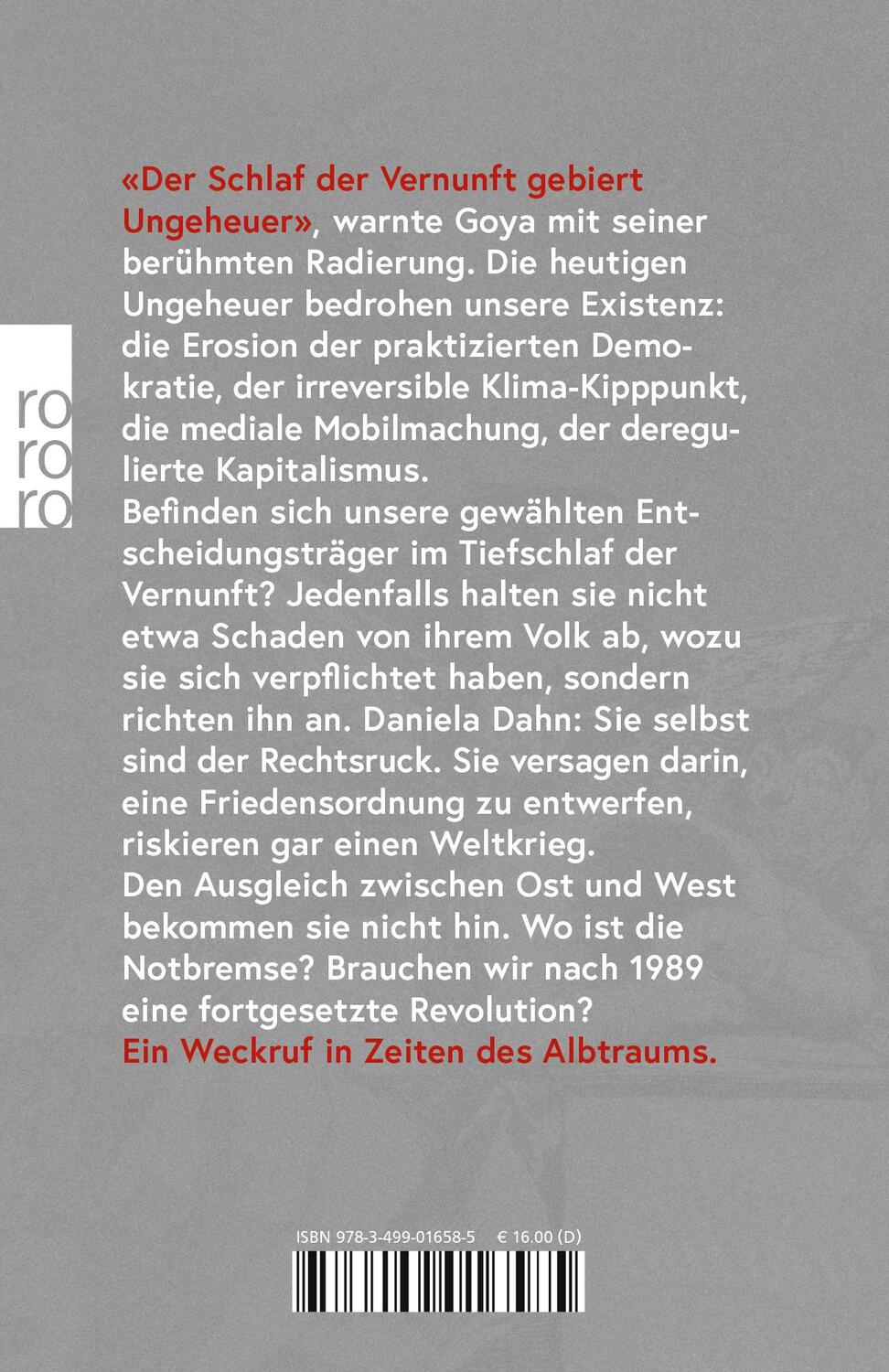 Rückseite: 9783499016585 | Der Schlaf der Vernunft | Über Kriegsklima, Nazis und Fakes | Dahn