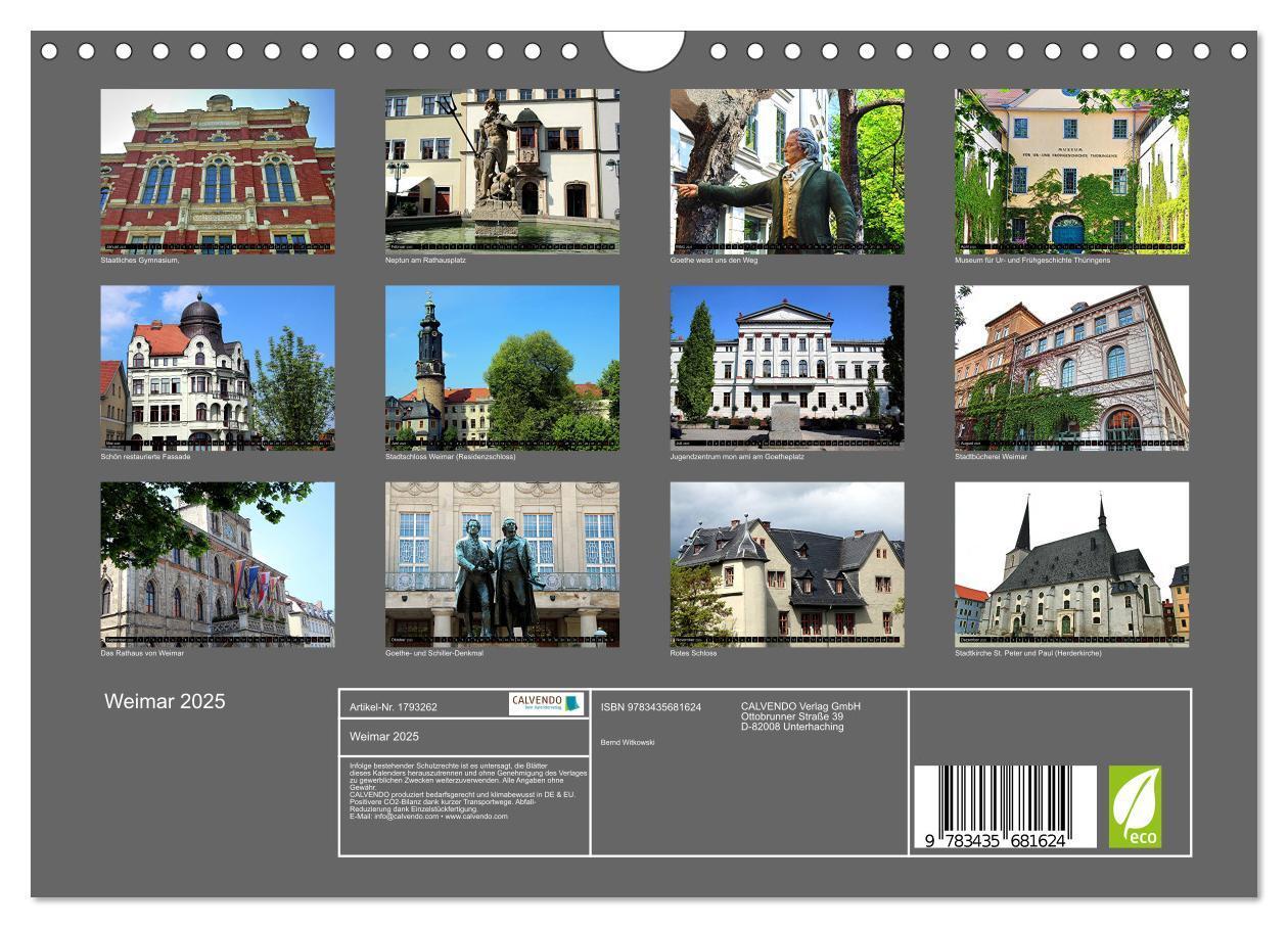 Bild: 9783435681624 | Weimar 2025 (Wandkalender 2025 DIN A4 quer), CALVENDO Monatskalender