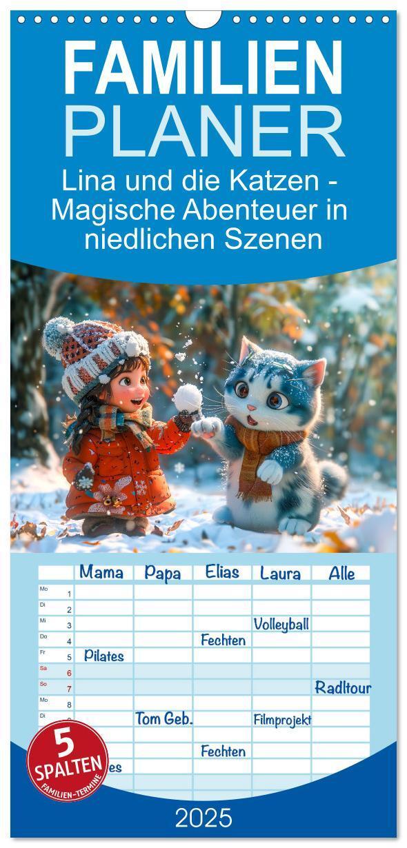 Cover: 9783457191798 | Familienplaner 2025 - Lina und die Katzen - Magische Abenteuer in...