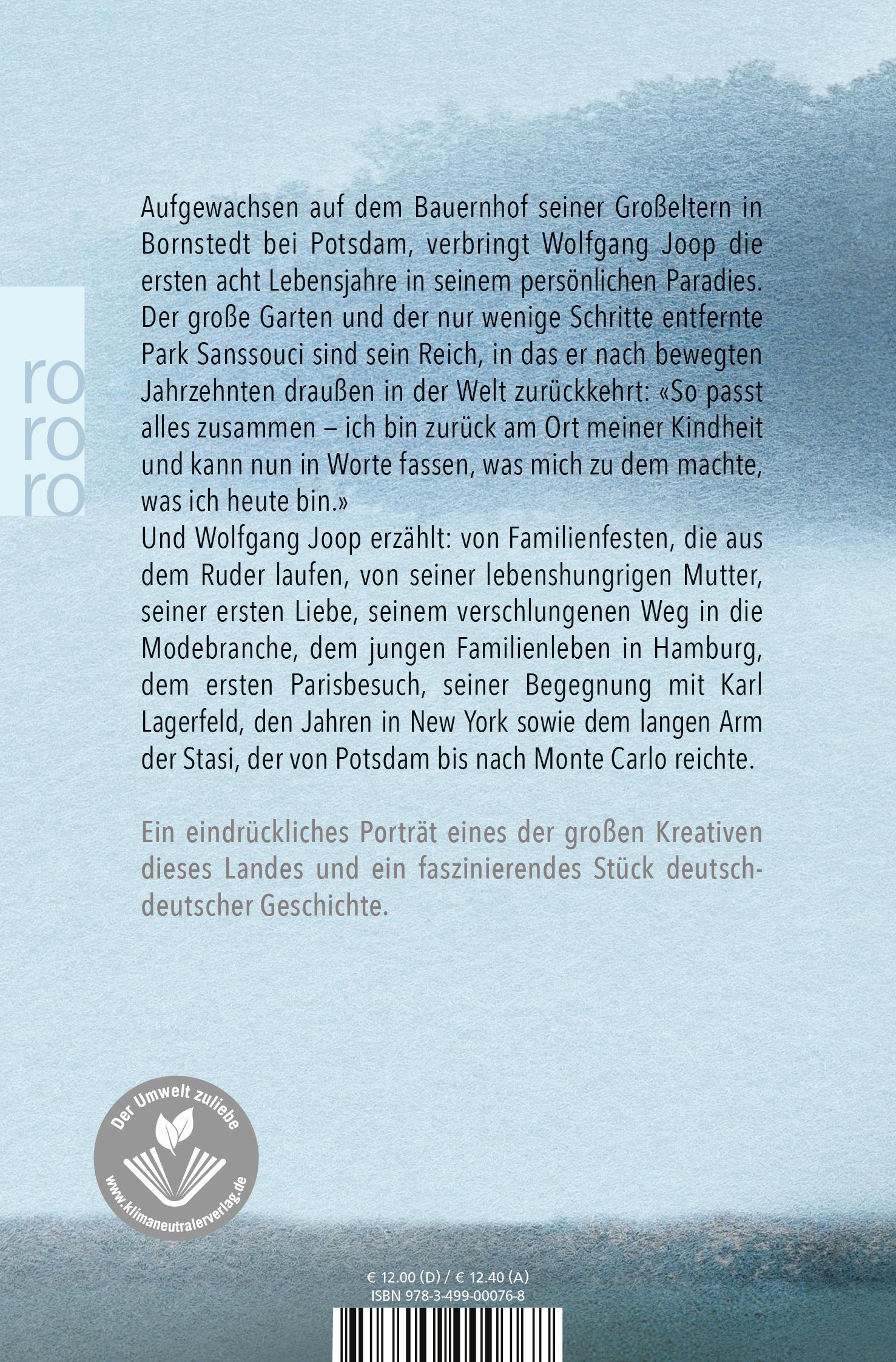 Rückseite: 9783499000768 | Die einzig mögliche Zeit | Wolfgang Joop | Taschenbuch | 496 S. | 2021