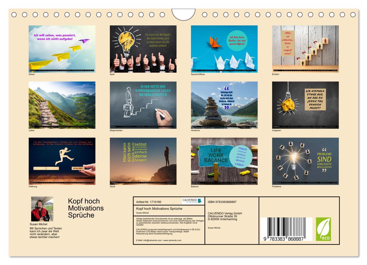 Bild: 9783383868887 | Kopf hoch Motivations Sprüche (Wandkalender 2025 DIN A4 quer),...