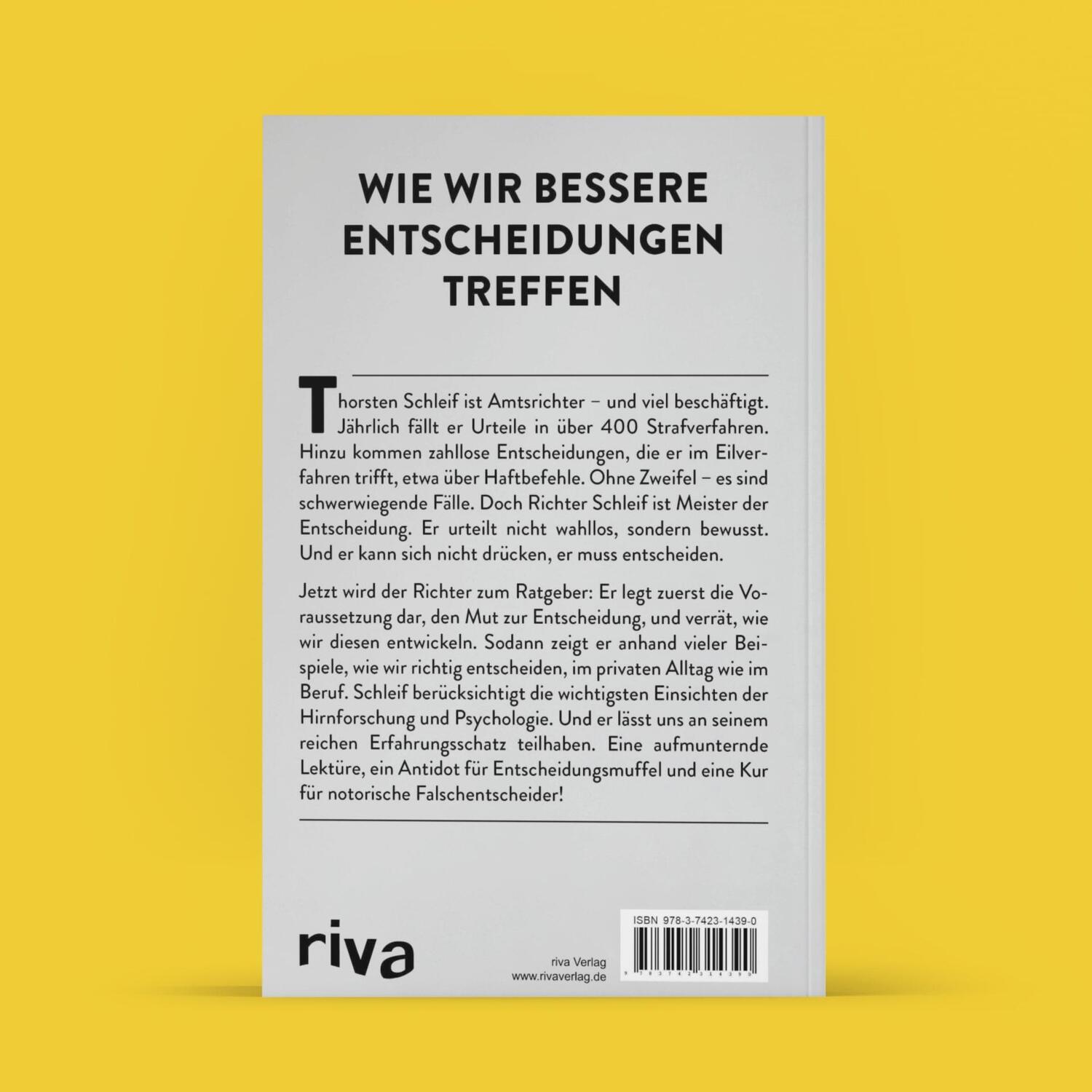 Rückseite: 9783742314390 | Endlich richtig entscheiden | Thorsten Schleif | Buch | 240 S. | 2020