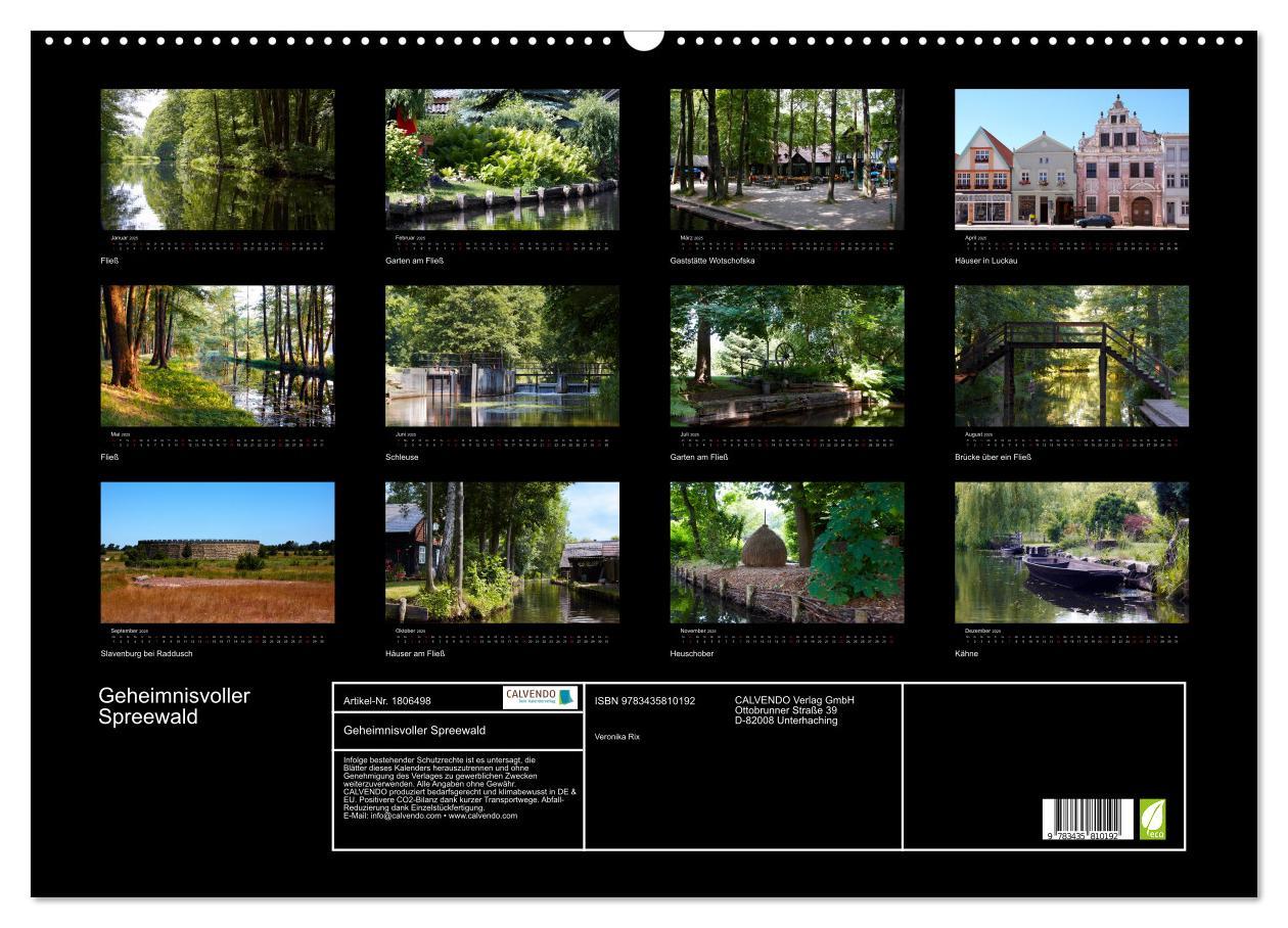 Bild: 9783435810192 | Geheimnisvoller Spreewald (Wandkalender 2025 DIN A2 quer), CALVENDO...