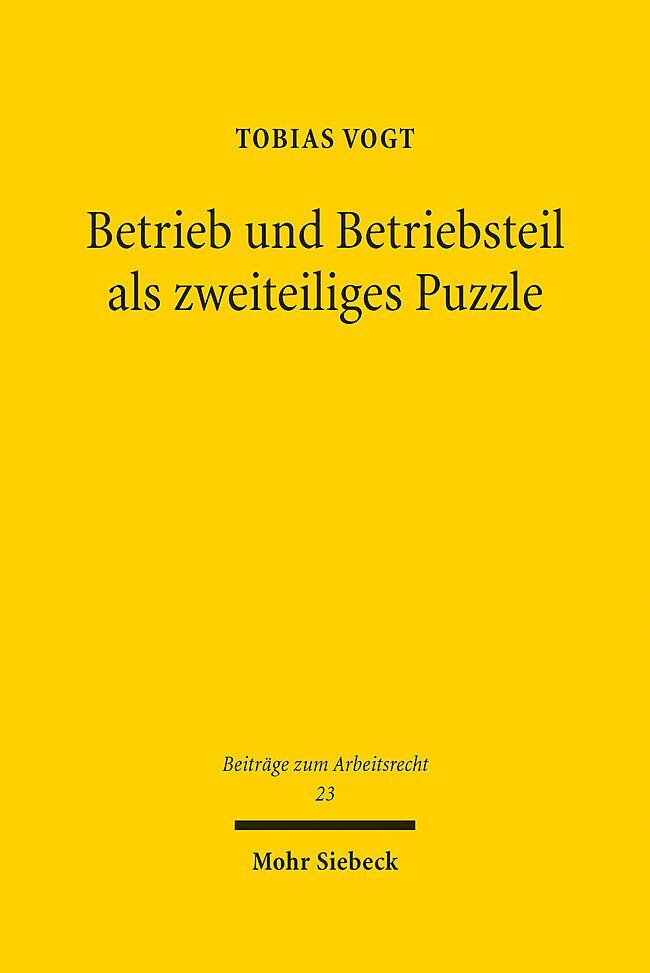 Cover: 9783161632808 | Betrieb und Betriebsteil als zweiteiliges Puzzle | Tobias Vogt | Buch