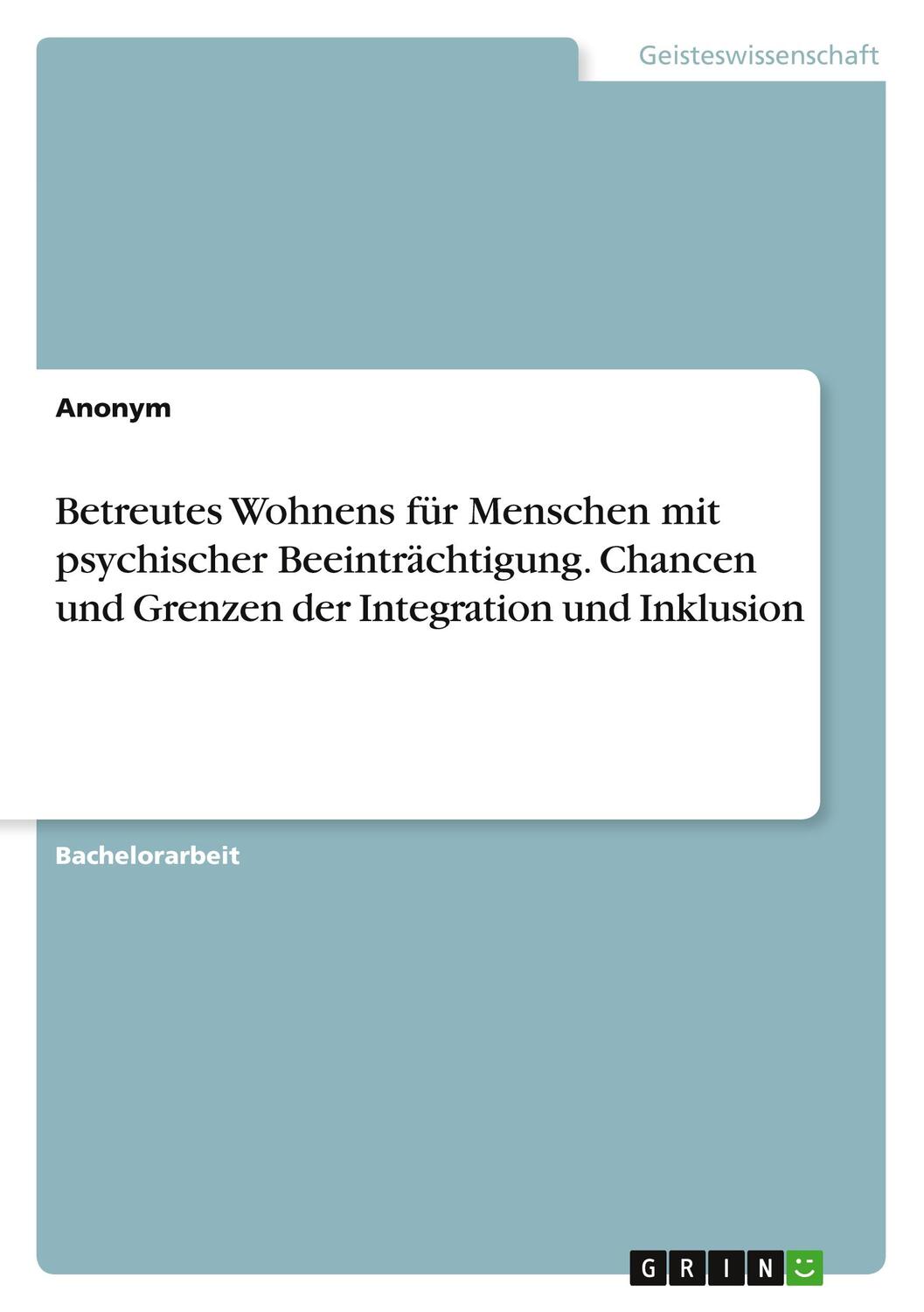 Cover: 9783389076392 | Betreutes Wohnens für Menschen mit psychischer Beeinträchtigung....