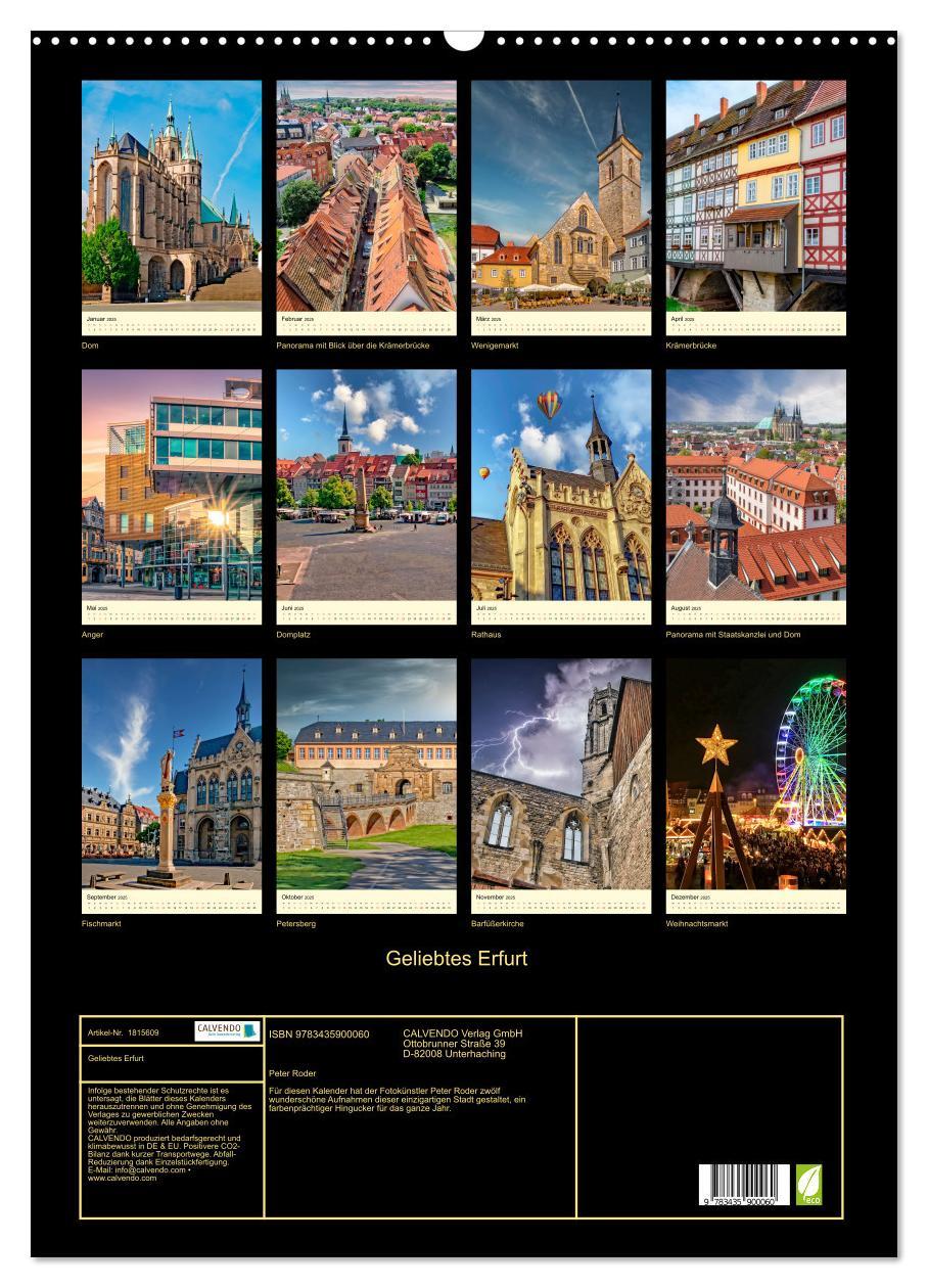 Bild: 9783435900060 | Geliebtes Erfurt (Wandkalender 2025 DIN A2 hoch), CALVENDO...