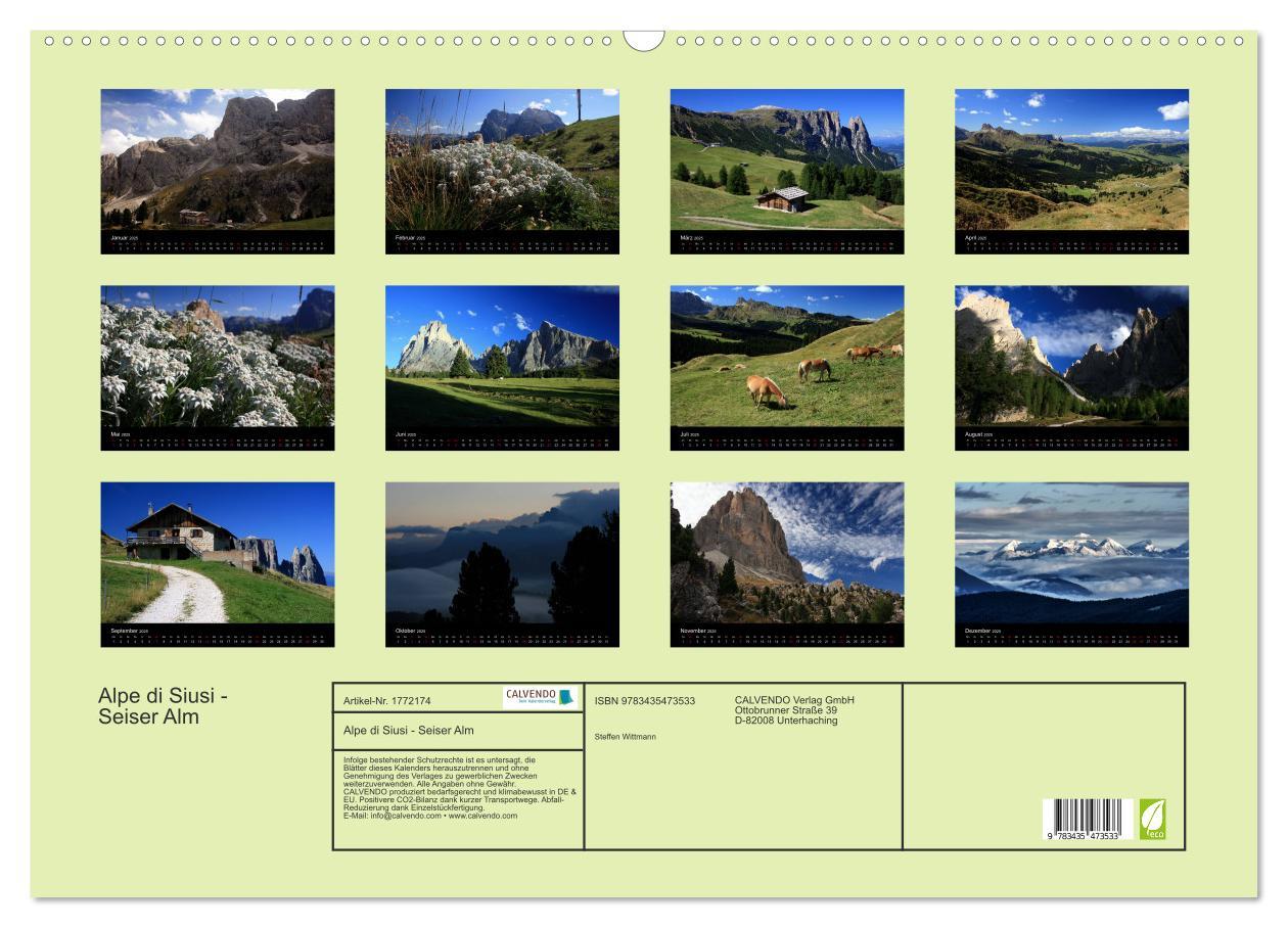 Bild: 9783435473533 | Alpe di Siusi - Seiser Alm (Wandkalender 2025 DIN A2 quer),...