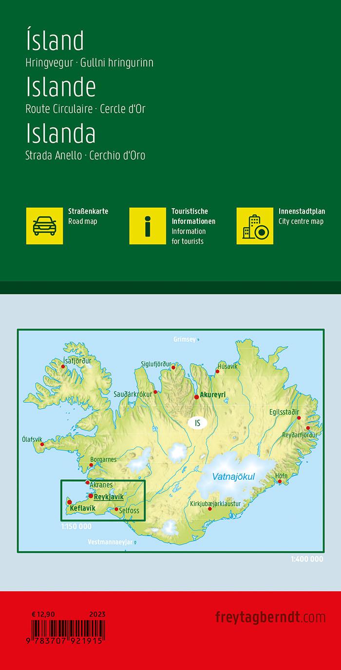 Rückseite: 9783707921915 | Island, Straßenkarte 1:400.000, freytag &amp; berndt | Freytag &amp; Berndt