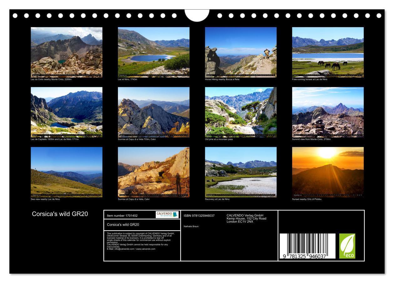 Bild: 9781325946037 | Corsica's wild GR20 (Wall Calendar 2025 DIN A4 landscape), CALVENDO...