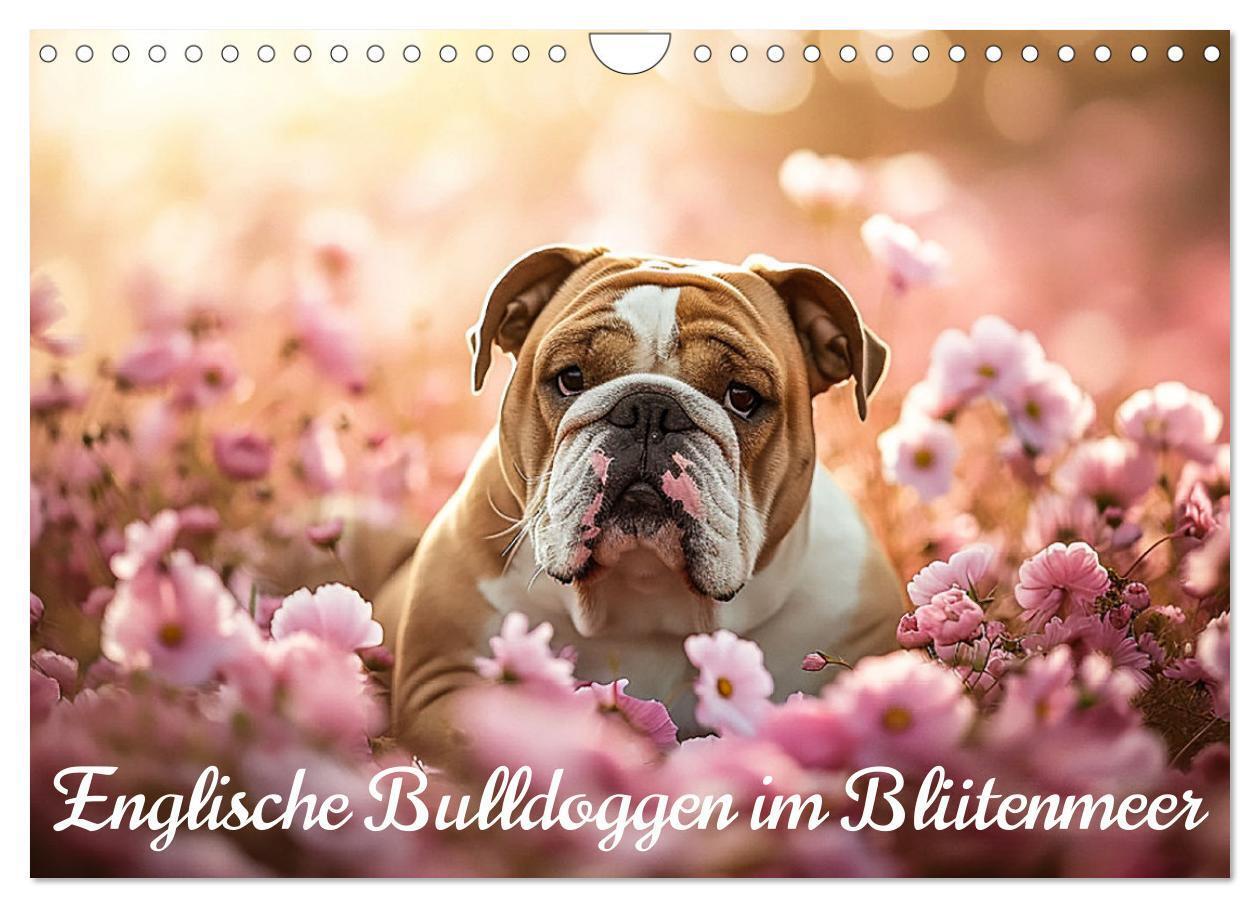 Cover: 9783383808050 | Englische Bulldoggen im Blütenmeer (Wandkalender 2025 DIN A4 quer),...