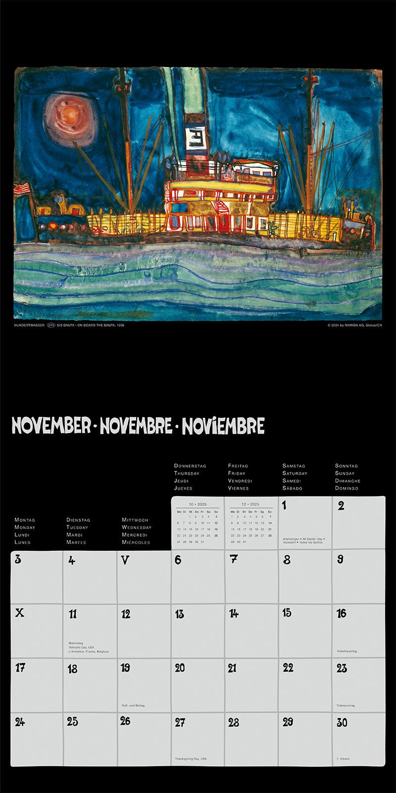 Bild: 9783910430143 | Hundertwasser Broschürenkalender Art 2025 | Wörner Verlag GmbH | 28 S.