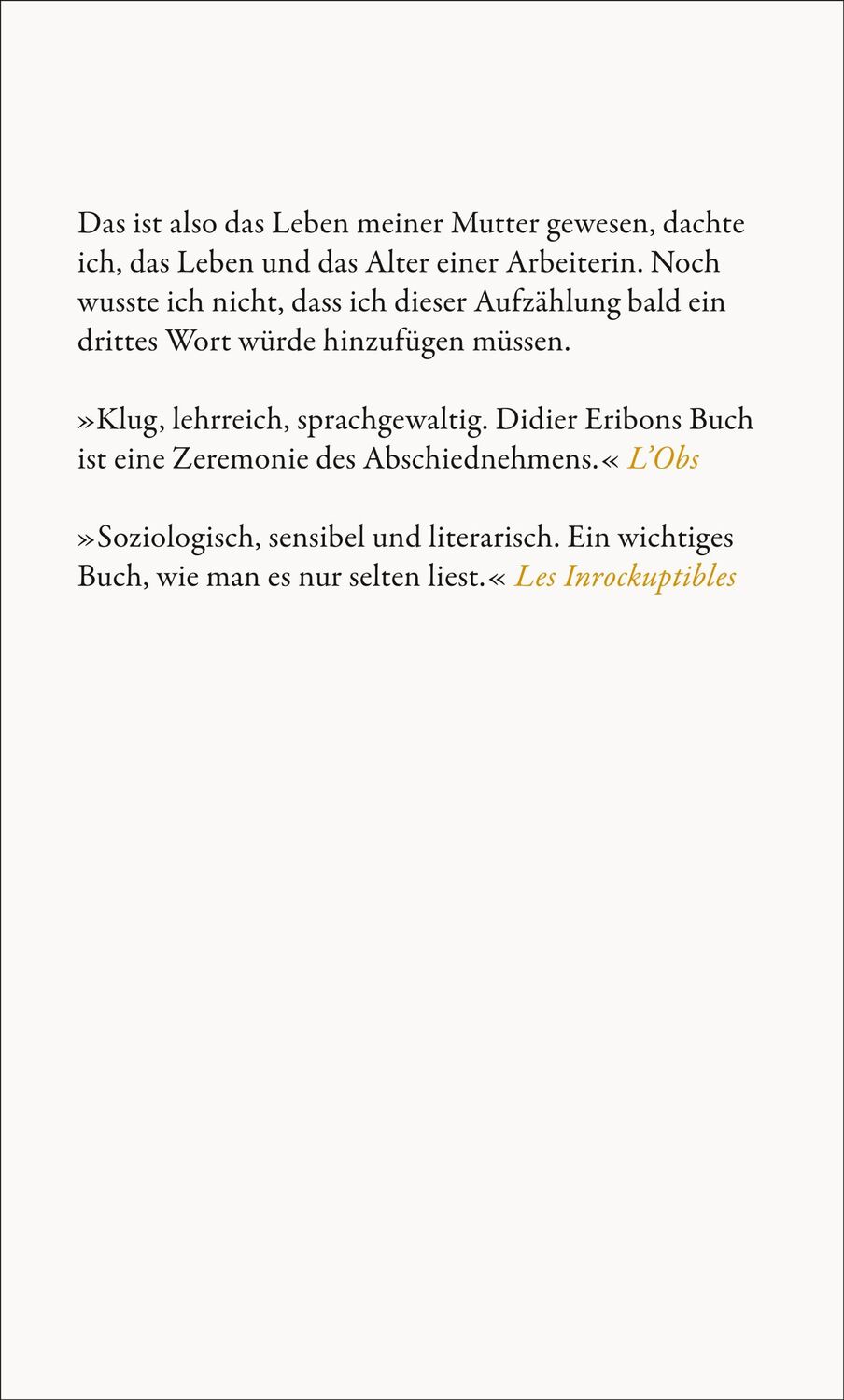 Rückseite: 9783518431757 | Eine Arbeiterin | Didier Eribon | Buch | 272 S. | Deutsch | 2024