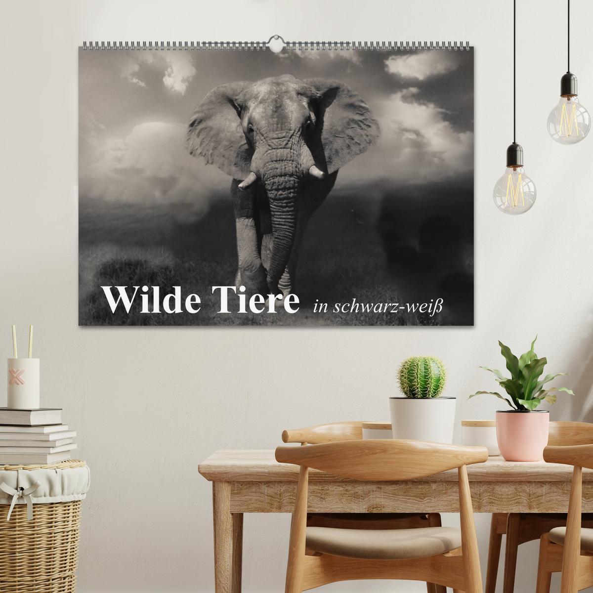 Bild: 9783435599684 | Wilde Tiere in schwarz-weiß (Wandkalender 2025 DIN A2 quer),...