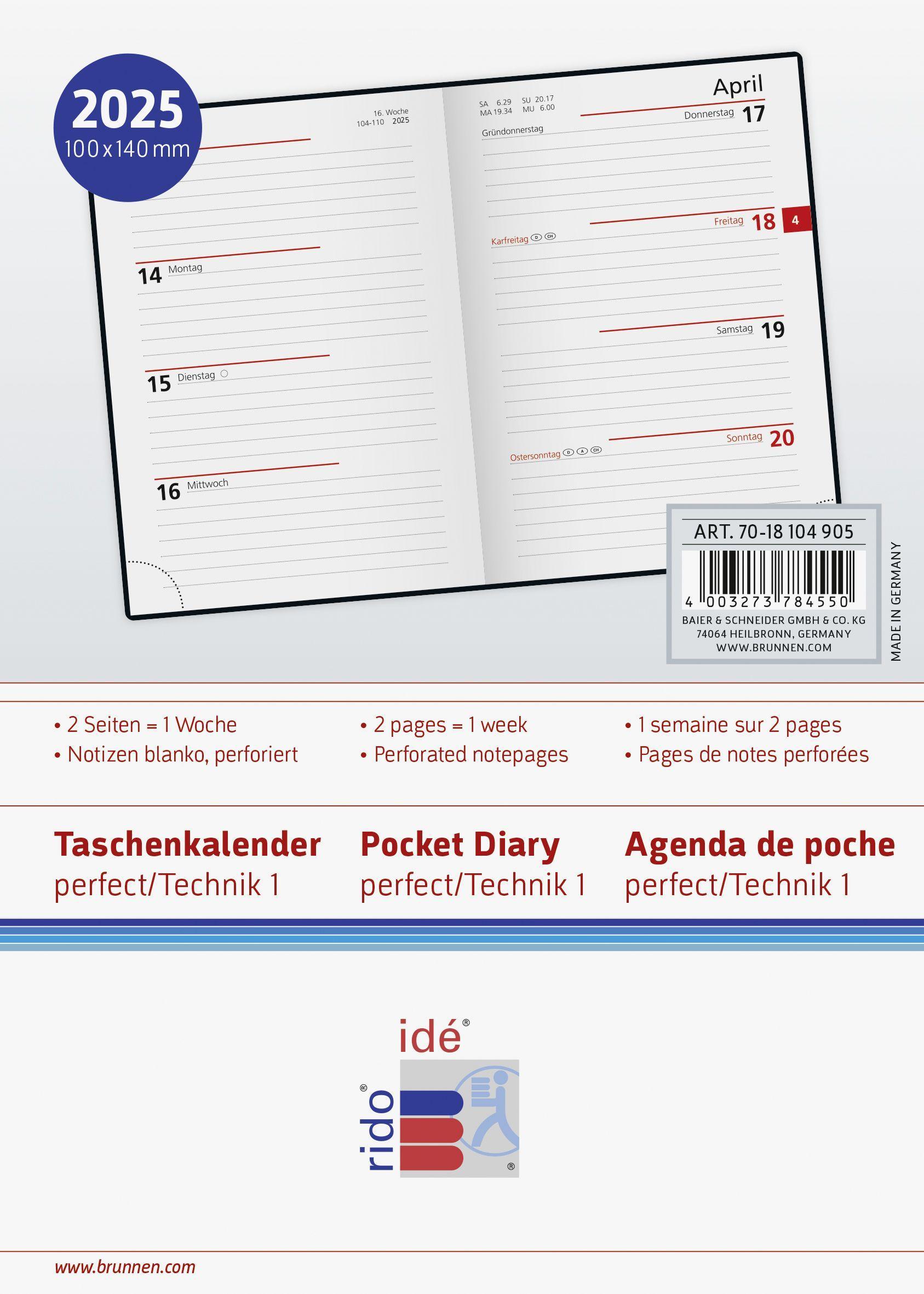 Bild: 4003273784550 | rido/idé 7018104905 Taschenkalender Modell perfect/Technik I (2025)...