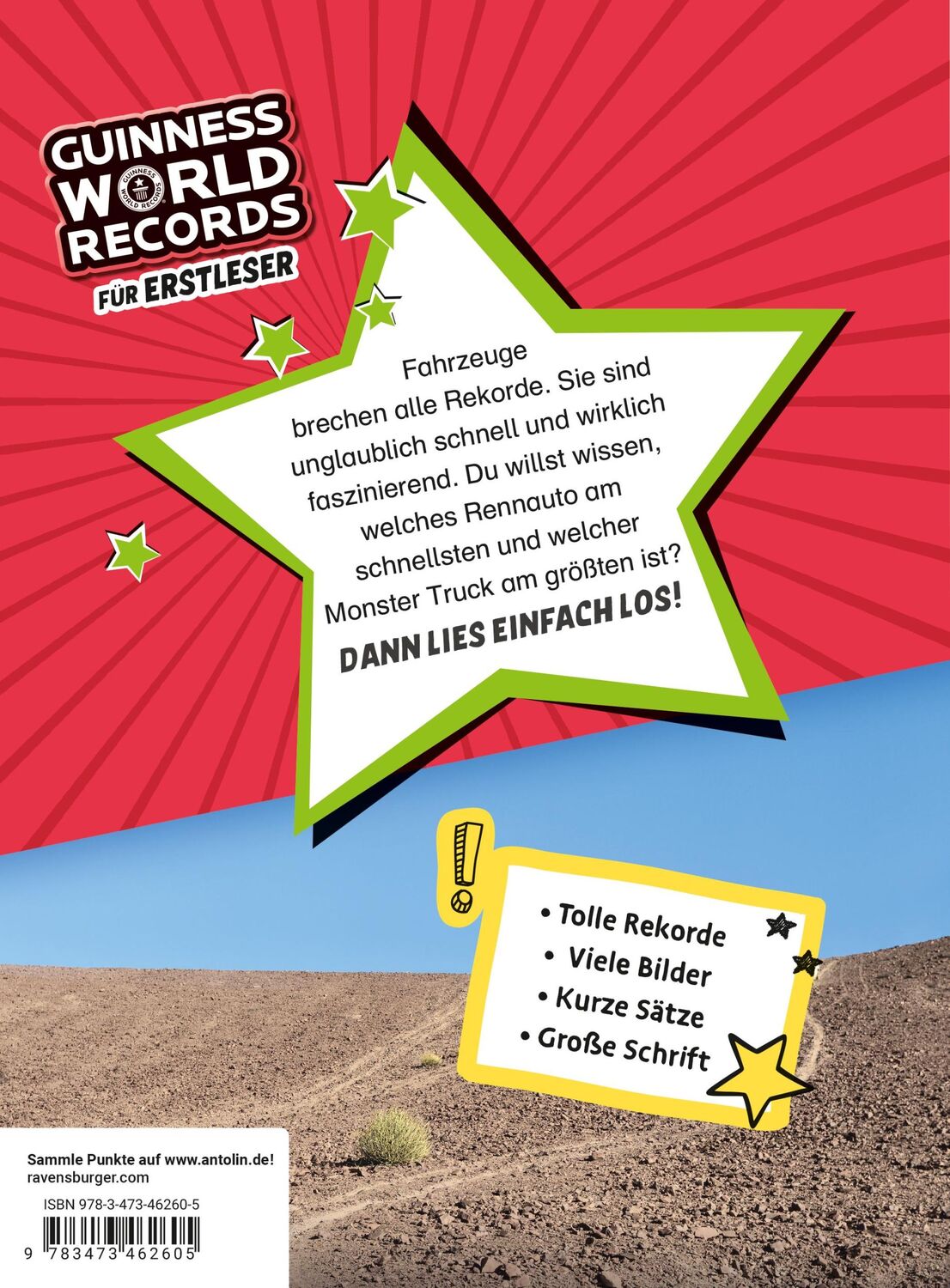 Rückseite: 9783473462605 | Guinness World Records für Erstleser - Fahrzeuge (Rekordebuch zum...