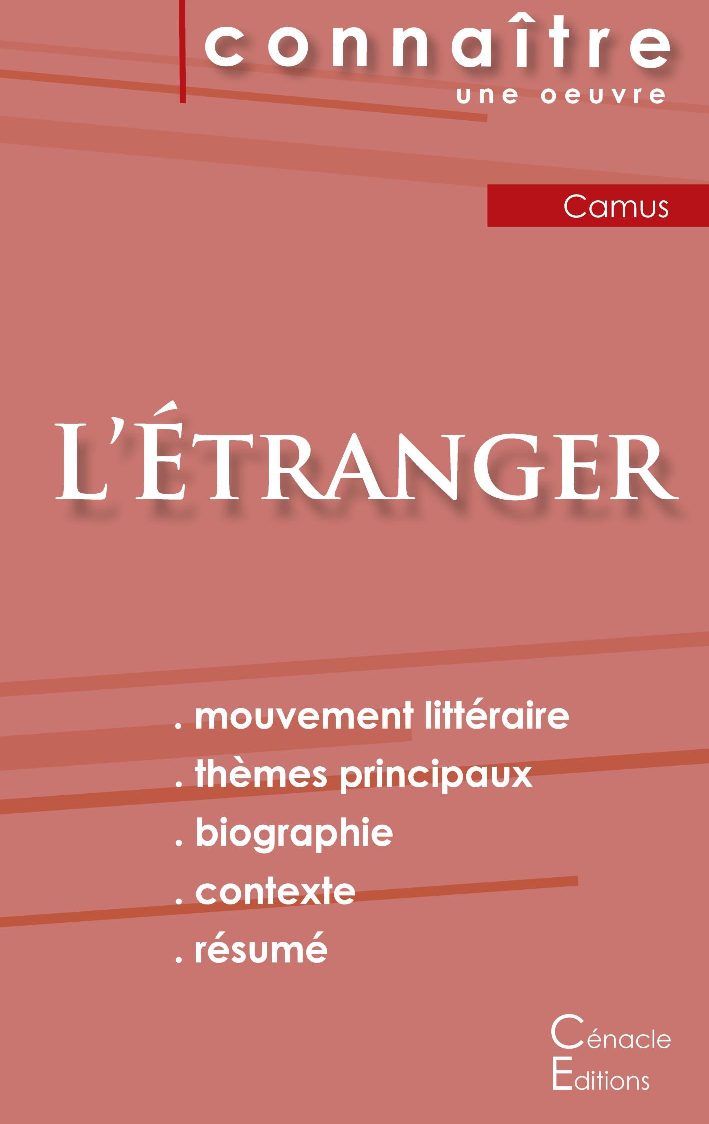 Cover: 9782367885124 | Fiche de lecture L'Étranger de Albert Camus (analyse littéraire de...