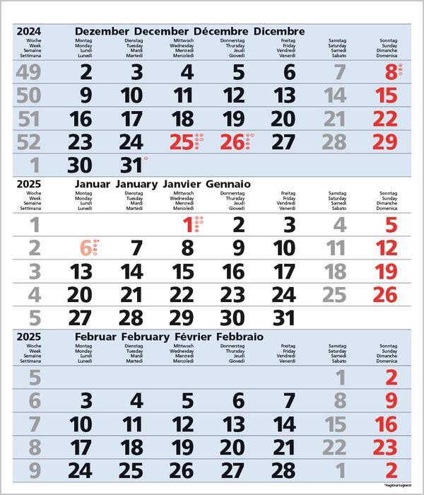 Bild: 9783731877547 | 3-Monats-Planer Comfort Blau 2025 | Verlag Korsch | Kalender | 12 S.