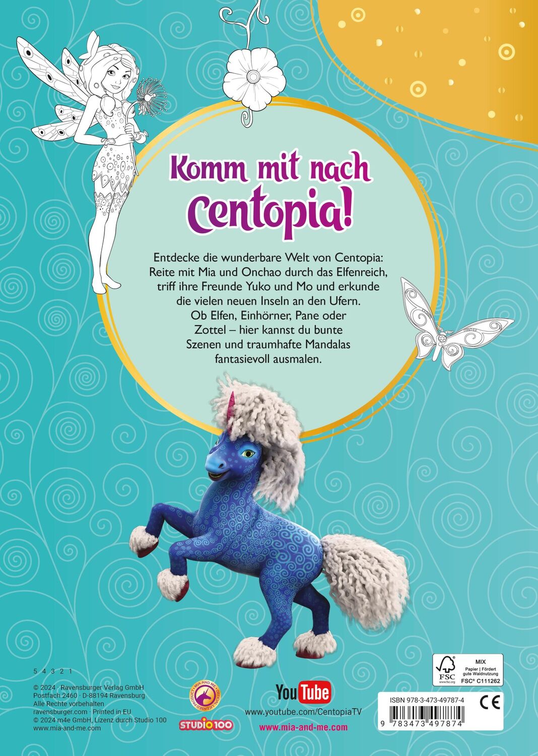 Rückseite: 9783473497874 | Mia and me: Mein magisches Malbuch - ab 5 Jahren - Elfen und...