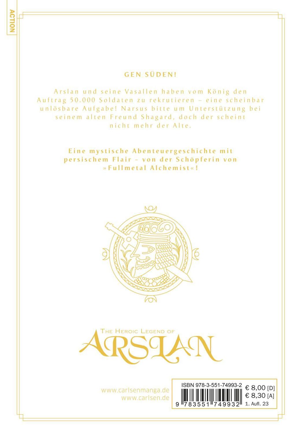 Rückseite: 9783551749932 | The Heroic Legend of Arslan 16 | Hiromu Arakawa (u. a.) | Taschenbuch