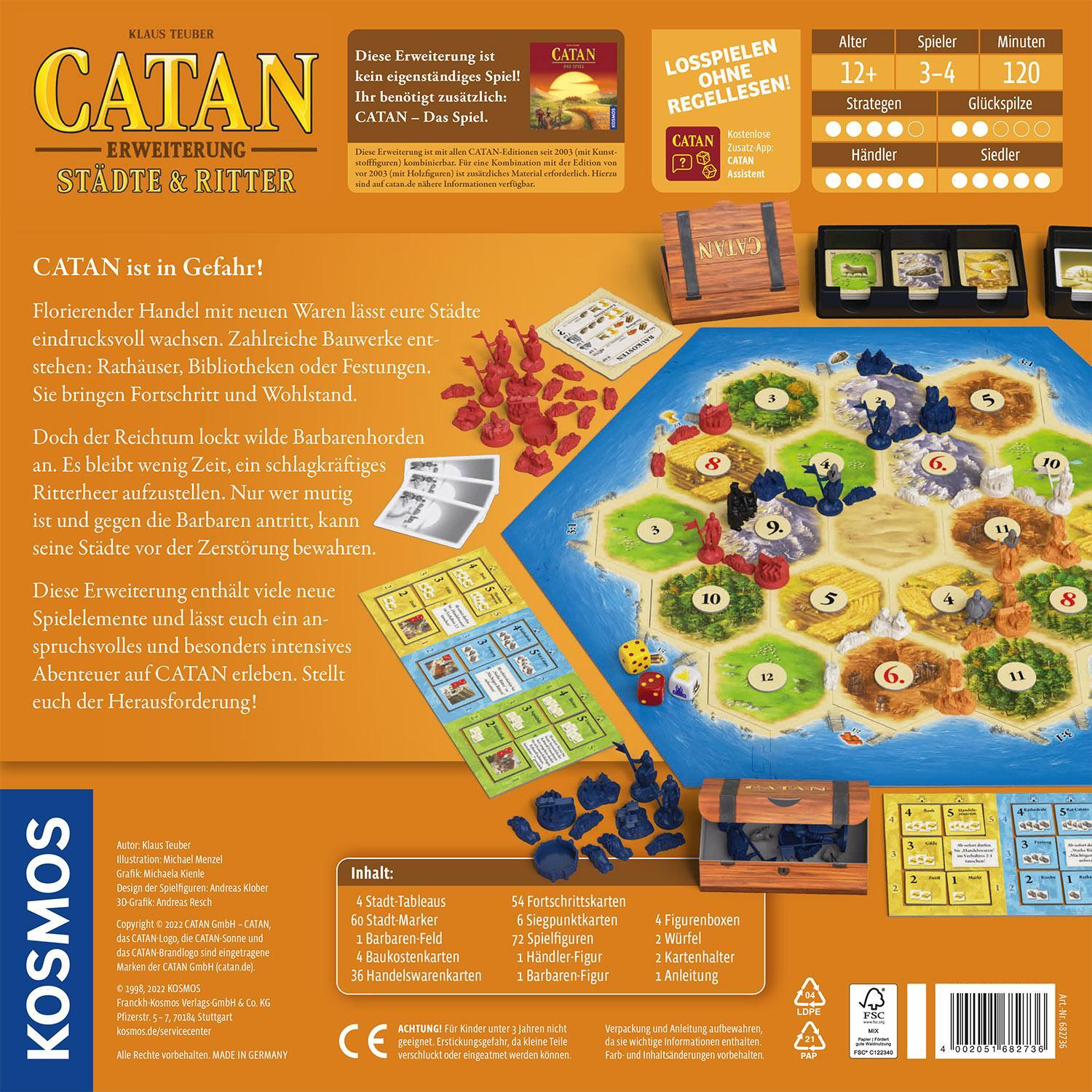 Rückseite: 4002051682736 | CATAN - Erweiterung - Städte &amp; Ritter | Klaus Teuber | Spiel | 682736