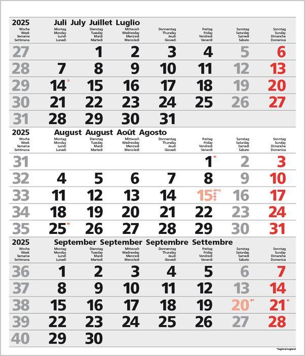 Bild: 9783731877530 | 3-Monats-Planer Comfort Grau 2025 | Verlag Korsch | Kalender | 12 S.