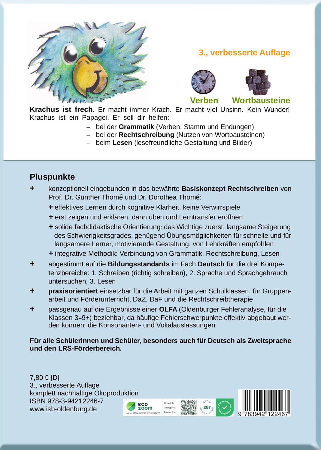 Rückseite: 9783942122467 | Krachus, der freche Papagei | Dorothea Thomé | Broschüre | 32 S.