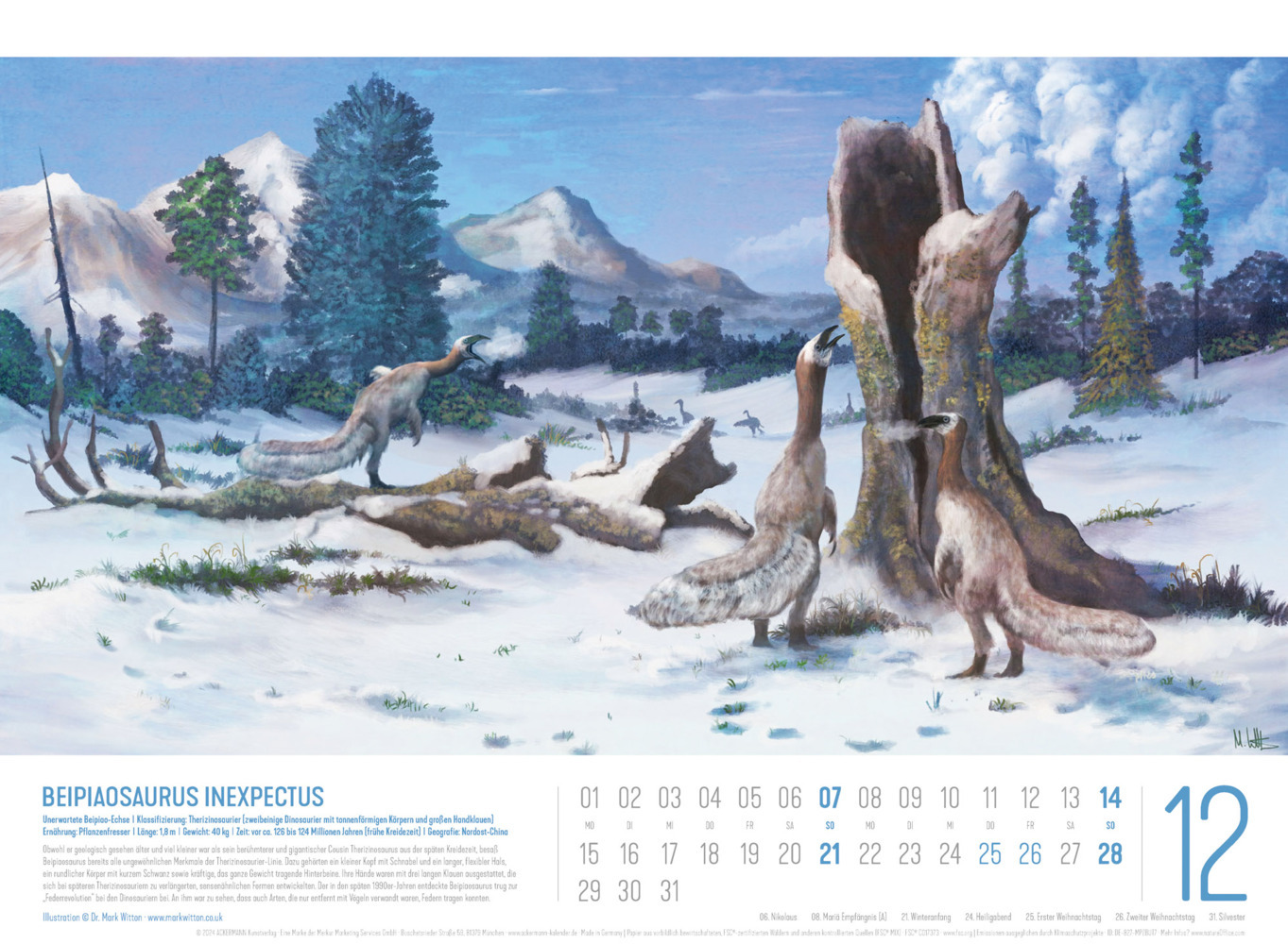 Bild: 9783838435237 | Dinosaurier Kalender 2025 | Dr. Mark Witton (u. a.) | Kalender | 14 S.