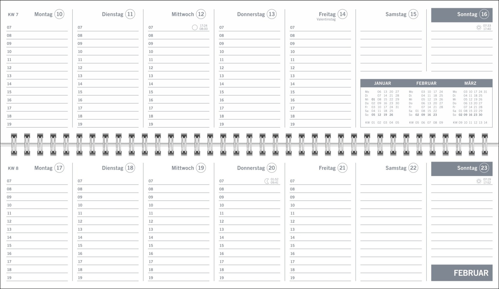 Bild: 9783756406678 | Wochenquerplaner Petrol 2025 | Kalender | Spiralbindung | 64 S. | 2025