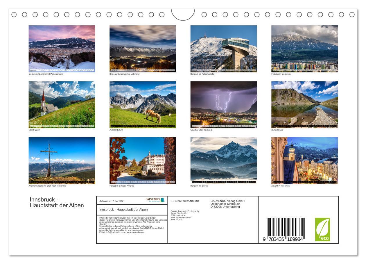 Bild: 9783435189984 | Innsbruck - Hauptstadt der Alpen (Wandkalender 2025 DIN A4 quer),...