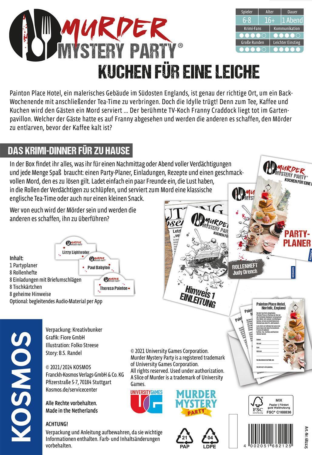 Bild: 4002051682125 | Murder Mystery Party - Kuchen für eine Leiche | Spiel | Brettspiel