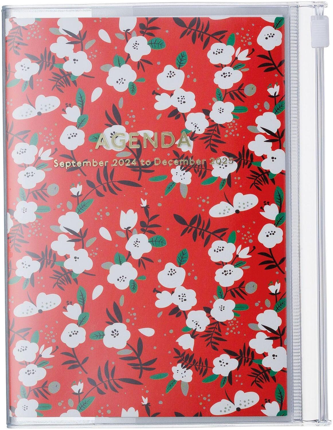 Cover: 4550045127614 | MARK'S 2024/2025 Taschenkalender A6 vertikal, Flower Pattern // Red