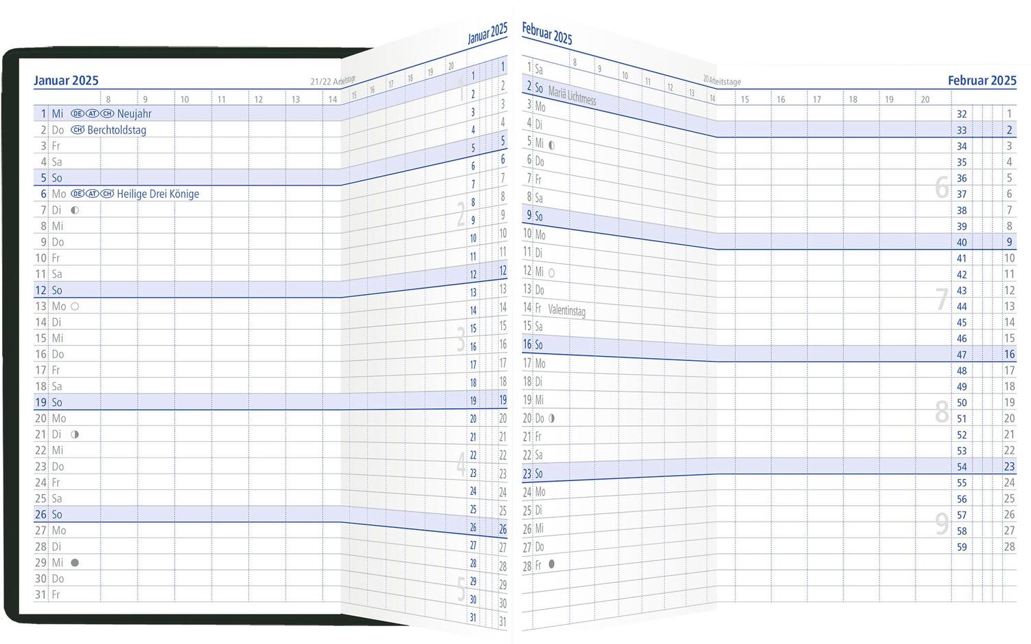 Bild: 4006928025558 | Taschenplaner Leporello PVC schwarz 2025 - Bürokalender 9,5x16 cm -...