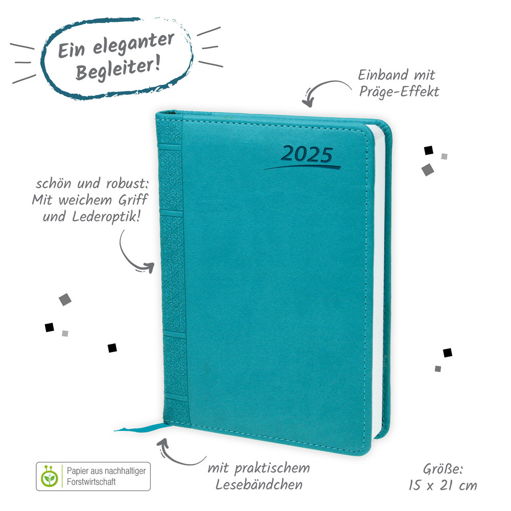 Bild: 4251901507433 | Trötsch Buchkalender A5 Aqua 2025 | Tagesplaner | Co.KG | Kalender