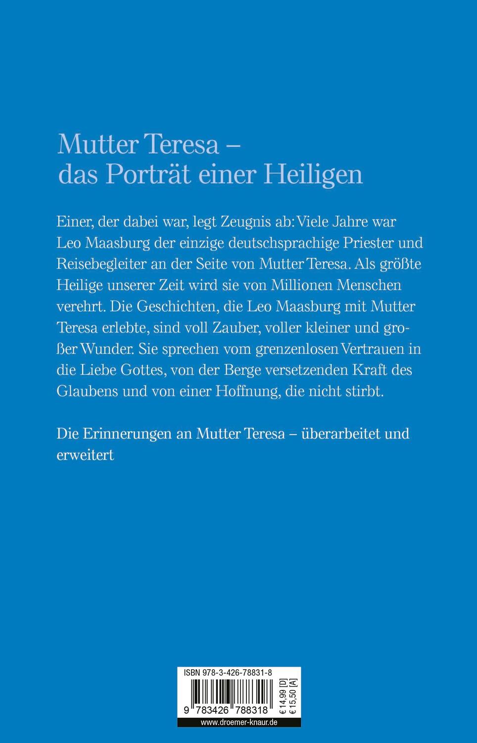 Rückseite: 9783426788318 | Mutter Teresa | Die wunderbaren Geschichten | Leo Maasburg | Buch